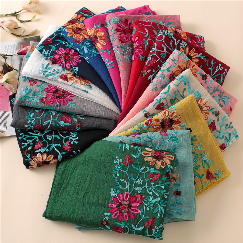 Bandana Cotton - 2026年 無地 刺繍入り 花柄 ビスコース ショール