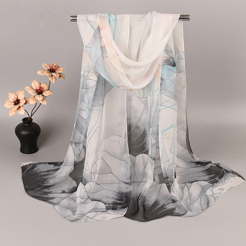 ファッション春夏女性花柄プリントビーチシルクスカーフショール - Face Scarf Mask のレビューと価格