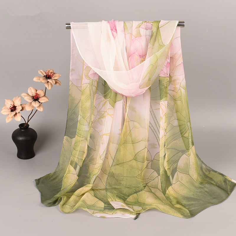 ファッション春夏女性花柄プリントビーチシルクスカーフショール - Face Scarf Mask のレビューと価格