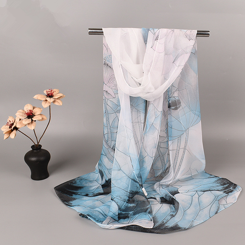 ファッション春夏女性花柄プリントビーチシルクスカーフショール - Face Scarf Mask のレビューと価格