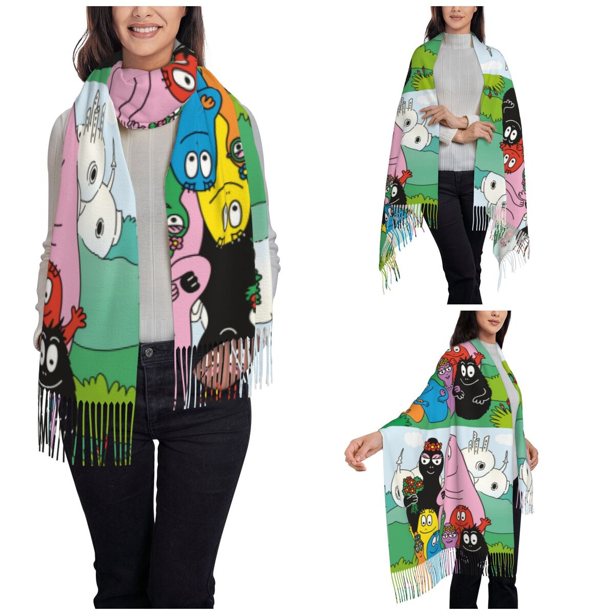Les Barbapapa ファミリーショールラップ女性冬暖 - Pashmina Wrap Large のレビューと価格