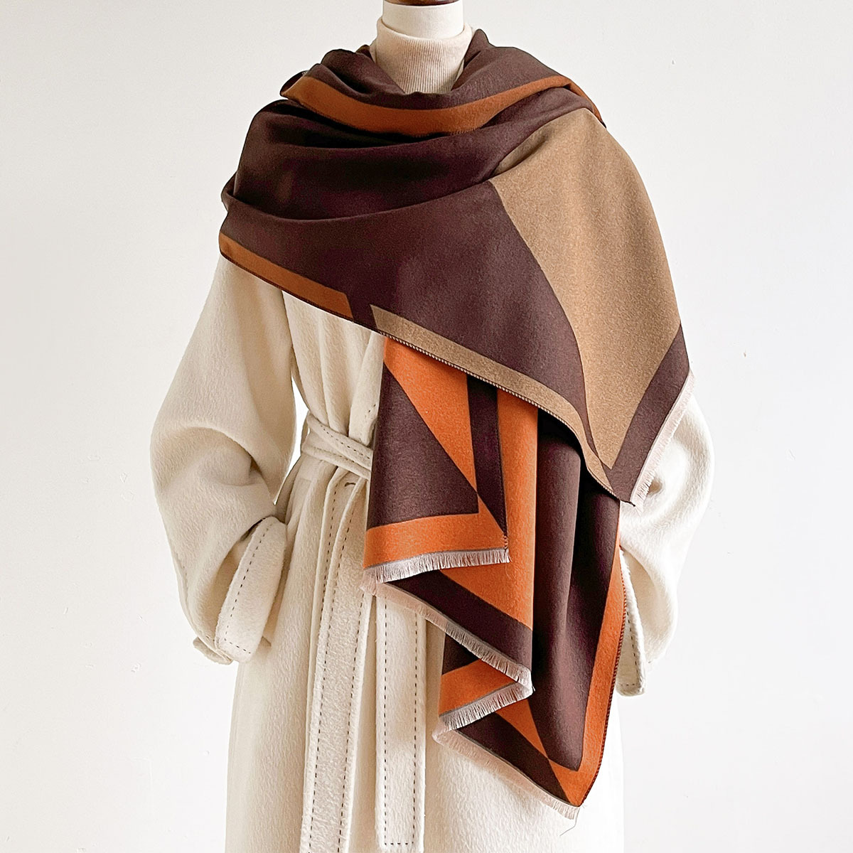 女性用、カシミヤ風素材のフリンジ付き厚手の暖かいショール、リ - Pashmina Wrap Large のレビューと価格