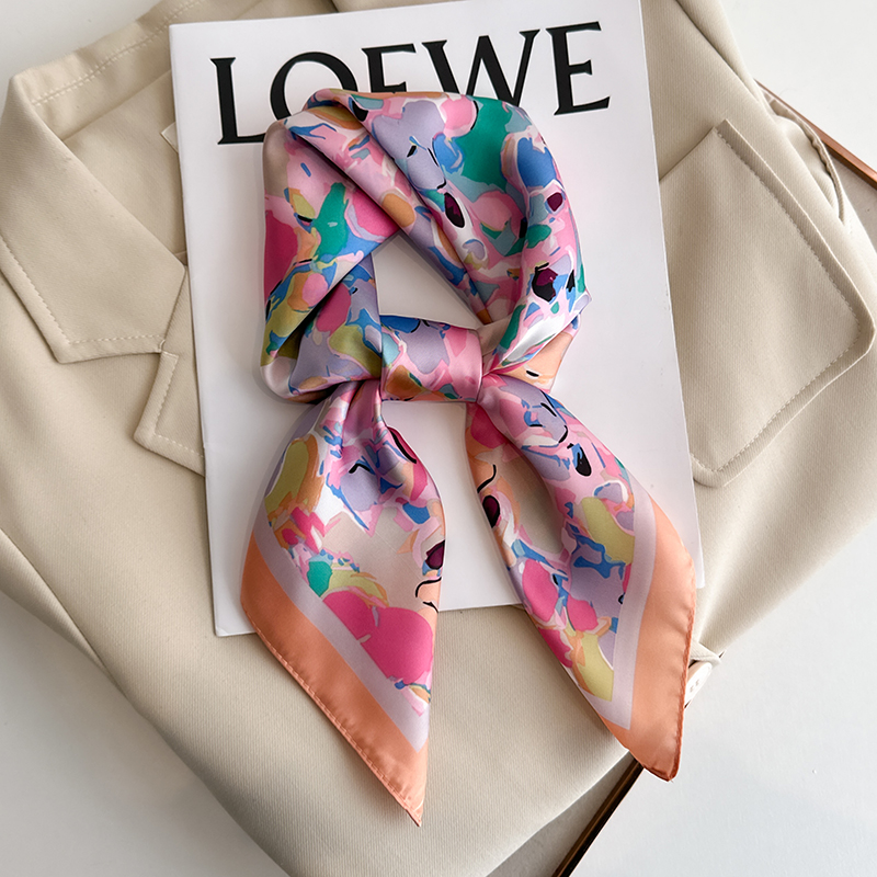 高級花柄プリント正方形シルクスカーフ女性ヒジャブファッション - Scarf Silk Square のレビューと価格
