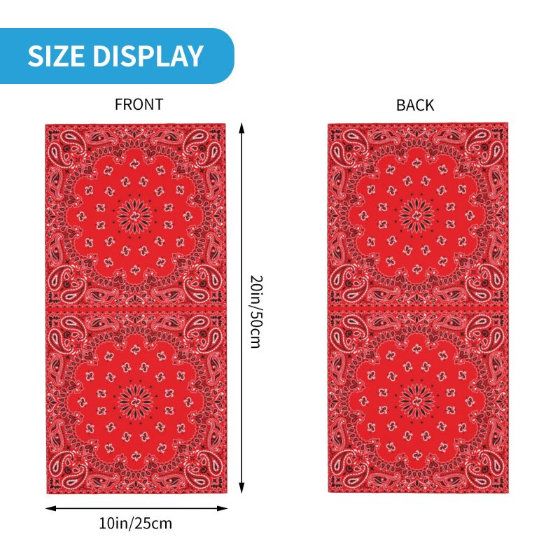 赤いペイズリーアート柄バンダナ 冬用ヘッドバンド ネックウォ - Neck Warmer Tube のレビューと価格